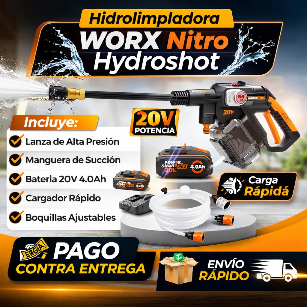 HIDROLAVADORA INALÁMBRICA DE ALTA PRESIÓN HIDROFORCE - Doble Batería + Estuche Gratis